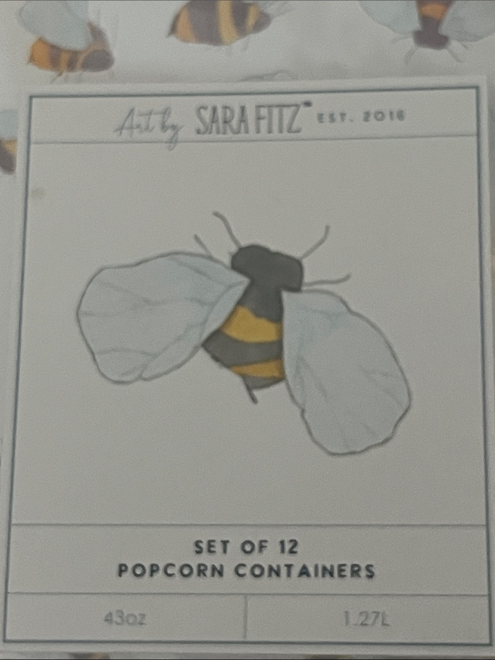 Sara Fitz Blue Bumblebee /Check Paper Party Goods - Picture 4 of 9